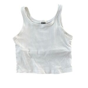 PINK Victoria's Secret Ribbed Cropped Tank Top White Women's S
